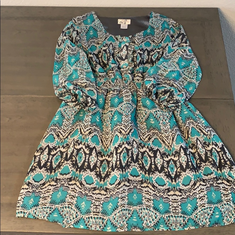 Paraella teal & black quarter length sleeve dress